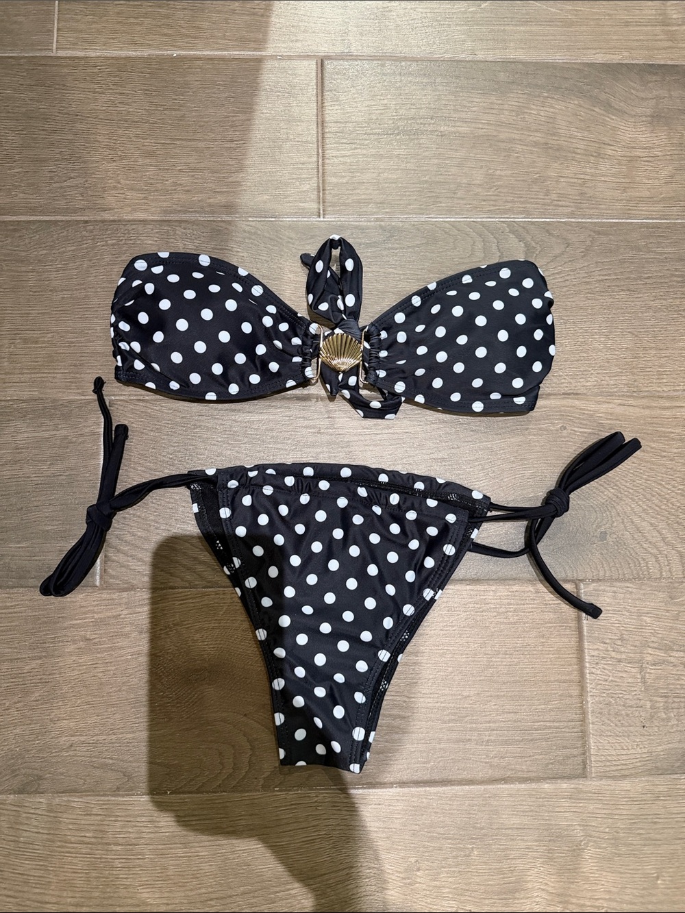 Polka dot bandeau bikini never worn